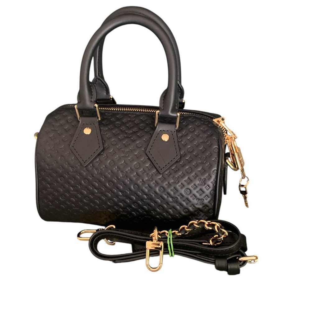 🆕Louis Vuitton Style NanoGram Monogram Embossed Leather Speedy Bandouliere 20🆕 - Picture 13 of 13
